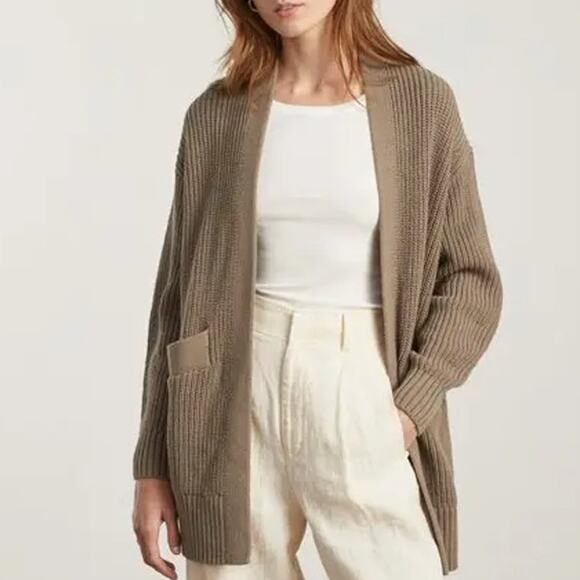 NWT Everlane The Oversized Cotton Ribbed Chunky Knit Cardigan in Clay - Picture 1 of 8